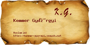 Kemmer Györgyi névjegykártya